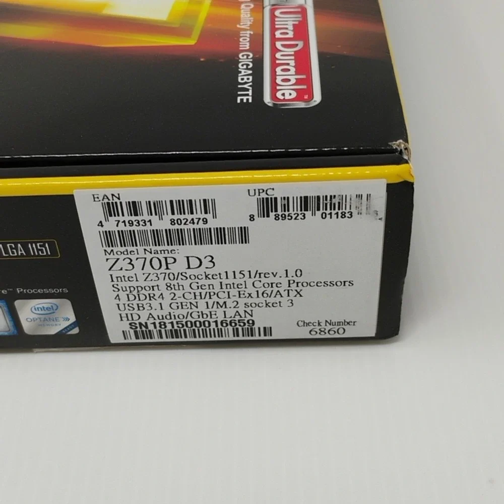 GIGABYTE Z370P D3 HDMI USB Socket LGA 1151 ATX Intel Motherboard New in Open Box